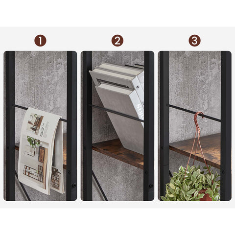 Rootz 5 Tier Bookcase - Bookshelf - Storage Shelf - Sturdy Steel Frame - 74cm x 30cm x 150cm