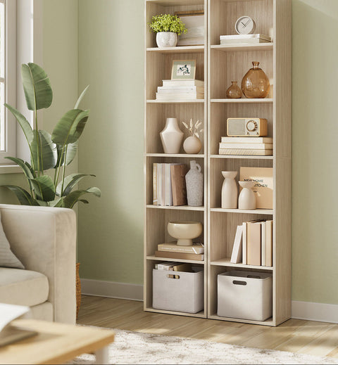 Rootz 6-Story Standing Shelf - Book Shelf - Storage Unit - Wooden Chipboard - Space-Saving Design - 24 x 40 x 178.5 cm