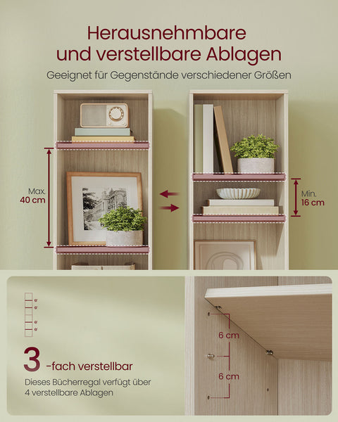 Rootz 6-Story Standing Shelf - Book Shelf - Storage Unit - Wooden Chipboard - Space-Saving Design - 24 x 40 x 178.5 cm