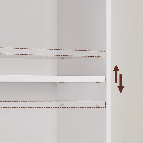 Rootz 6 Compartment White Bookcase - Standing Shelf - Chipboard Material - 40cm x 24cm x 178.5cm - 17.2kg - Anti-Tip Device Included