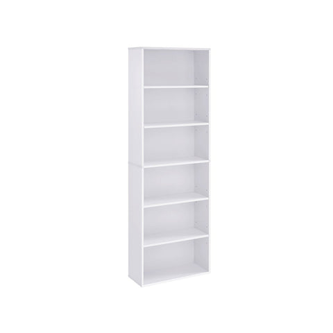 Rootz Chipboard Stand Shelf - Bookcase - Storage Rack - White - 24cm x 60cm x 178.5cm - Heavy Duty - Easy Assembly - Stylish Design