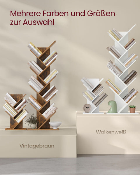 Rootz Bookcase Tree Shape - Space-saving Bookshelf -  White - Saves Space - 17.2cm x 30cm x 51cm