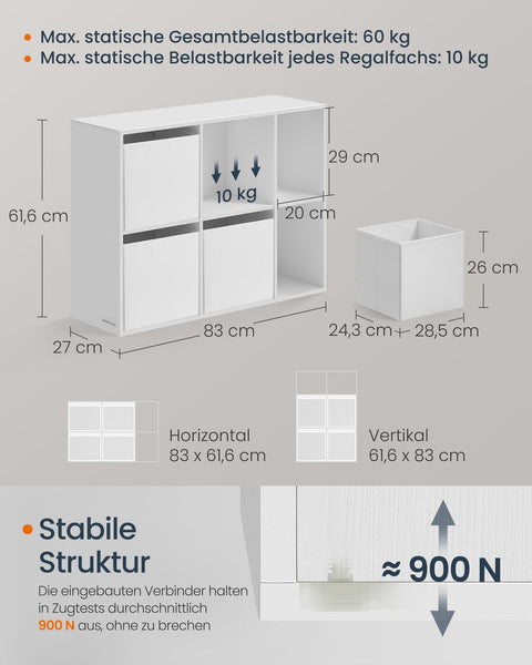 Rootz HOME Bookcase - Bookshelf - Storage Unit - Space-saving - 27cm x 83cm x 61.6cm - White