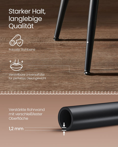 Rootz 4 Piece Set Bar Chairs - Kitchen Stools - Counter Height Chairs - Steel Frame - 49.5cm x 49.5cm x 63cm - Caramel Brown - PU Leather - Lightweight - Sturdy - Easy Assembly