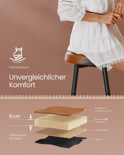 Rootz EKHO Collection - Bar Stools Set - Counter Stools - Steel Frame - PU Leather - Compact Size - 49.5cm x 49.5cm x 63cm