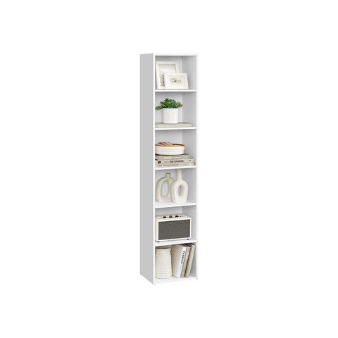 Rootz Wooden Bookshelf - Storage Unit - Display Shelves - Sturdy Design - White - 24cm x 30.2cm x 160.7cm