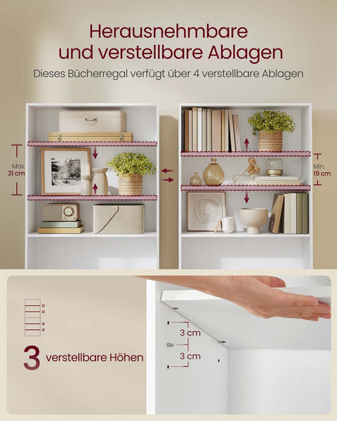 Rootz Bookshelf - Bookcase - Storage Shelf - Keeps Your Space Organized - White - 24 x 80 x 160.7 cm