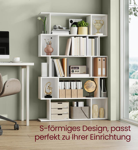 Rootz Bookshelf - Storage Unit - Display Shelf - Durable Wooden Chipboard - Matt White Finish - 24x90x159cm