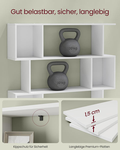 Rootz Bookshelf - Storage Unit - Display Shelf - Durable Wooden Chipboard - Matt White Finish - 24x90x159cm