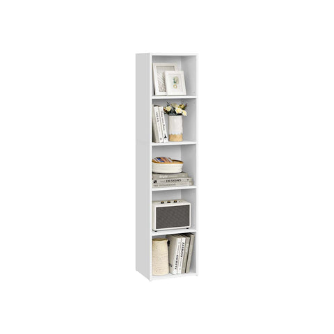 Rootz White Book Shelf - Wooden Storage Rack - Display Unit - Durable MDF Construction - 24cm x 30.2cm x 134.2cm