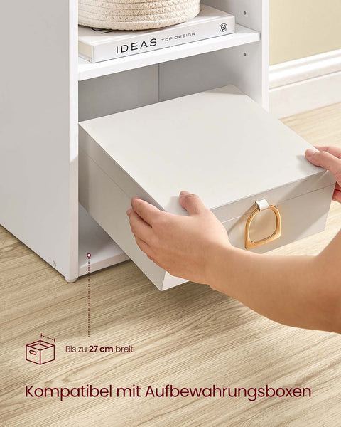 Rootz White Book Shelf - Wooden Storage Rack - Display Unit - Durable MDF Construction - 24cm x 30.2cm x 134.2cm