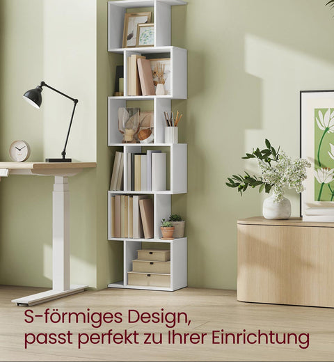 Rootz Wooden Chipboard Bookshelf - Bookcase - Storage Shelf - Durable White Finish - 24 x 40 x 191 cm