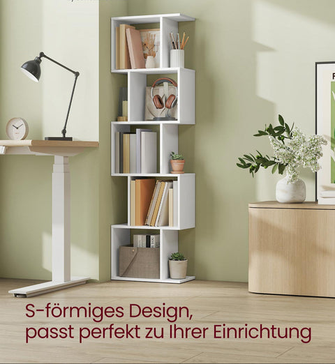 Rootz Wooden Bookshelf - White - Storage Unit - Home Organizer - 24cm x 40cm x 159cm