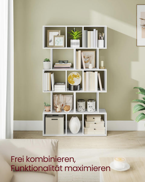 Rootz Wooden Bookshelf - White - Storage Unit - Home Organizer - 24cm x 40cm x 159cm