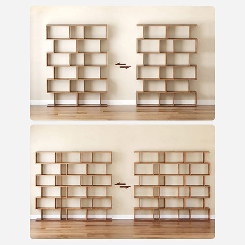 Rootz 6 Tier Bookshelf - Standing File Shelf - S-Style Bookcase - Chipboard Construction - Dark Brown Finish - 70cm x 24cm x 190.5cm