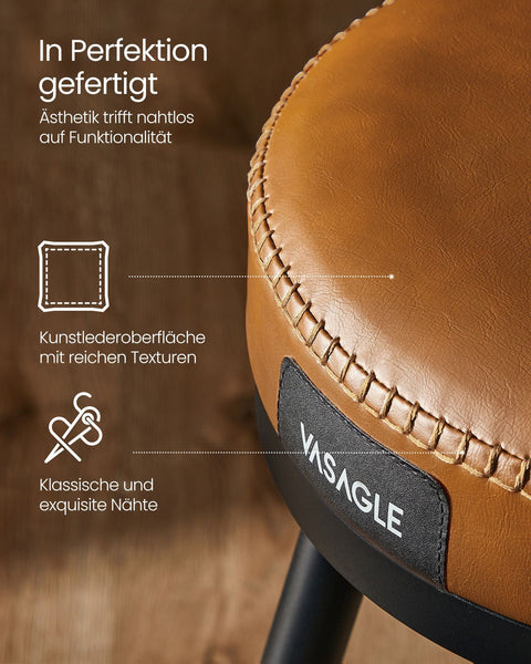 Rootz 2 Bar Chairs Set - Bar Stools - Kitchen Counter Stools - Steel Frame - 58D Foam Seat - PU Leather - 57cm x 57cm x 101cm