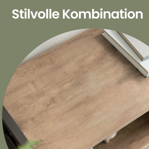 Rootz Bookcase - 4 Shelf Levels - Bookshelf - Wooden Display - 30cm x 74cm x 154.5cm - Camel Brown & Ink Black