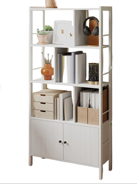 Rootz Book Shelf - Wooden Bookcase - Storage Shelving - Durable & Sturdy - White - 30cm x 74cm x 154.5cm