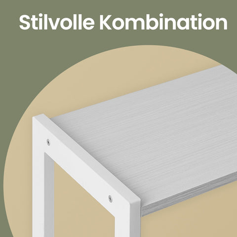 Rootz Book Shelf - Wooden Bookcase - Storage Shelving - Durable & Sturdy - White - 30cm x 74cm x 154.5cm