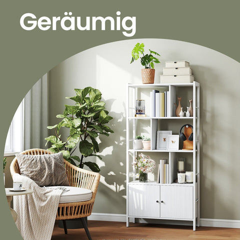 Rootz Book Shelf - Wooden Bookcase - Storage Shelving - Durable & Sturdy - White - 30cm x 74cm x 154.5cm