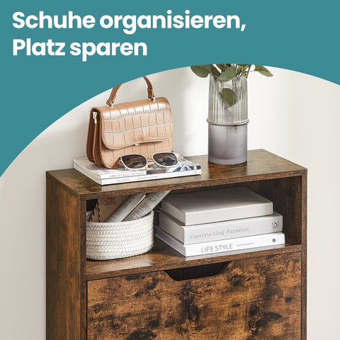 Rootz Shoe Cabinet 2 Flaps - Shoe Tipper - Shoe Shelf - Space-Saving Organizer - 60x24x102 cm