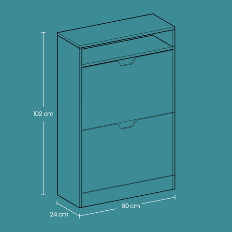 Rootz Shoe Cabinet 2 Flaps - Shoe Tipper - Shoe Shelf - Space-Saving Organizer - 60x24x102 cm