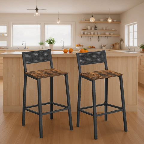Rootz Bar Stool 2 Set - Bar Chairs - Kitchen Chairs - Sturdy Design - 43.1cm x 50.7cm x 97.2cm