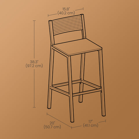 Rootz Bar Stool 2 Set - Bar Chairs - Kitchen Chairs - Sturdy Design - 43.1cm x 50.7cm x 97.2cm