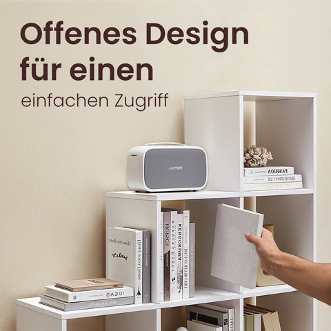 Rootz 10 Shelf Bookcase - Open Shelf Unit - Step Shelf - Ample Storage - 129.5cm x 29cm x 129.5cm