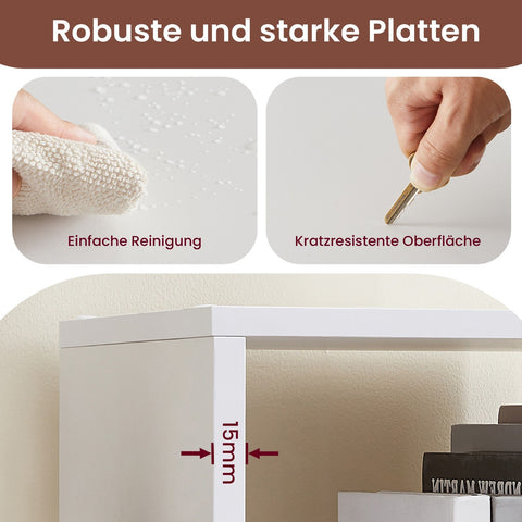 Rootz 10 Shelf Bookcase - Open Shelf Unit - Step Shelf - Ample Storage - 129.5cm x 29cm x 129.5cm