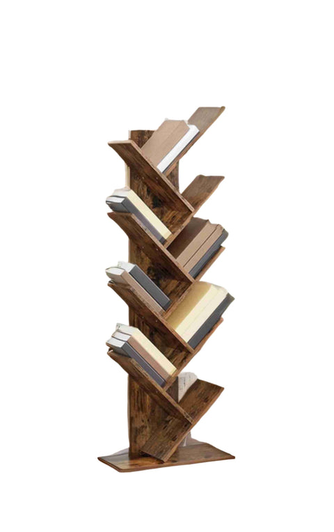 Rootz 9 Level Bookcase - Standing Shelf - Tree Shape Design - Space-Saving - 50 x 25 x 141.5 cm
