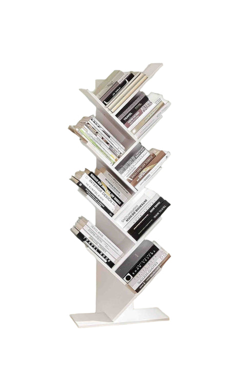Rootz 9 Level Tree Shape Bookcase - Standing Shelf - Corner Shelf - Space Saving - 50cm x 141.5cm x 25cm