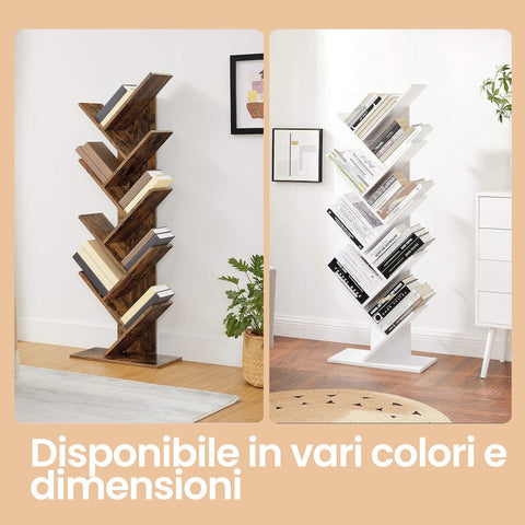 Rootz 9 Level Tree Shape Bookcase - Standing Shelf - Corner Shelf - Space Saving - 50cm x 141.5cm x 25cm