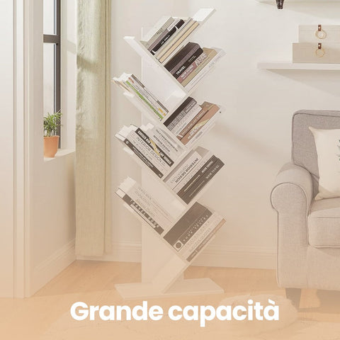 Rootz 9 Level Tree Shape Bookcase - Standing Shelf - Corner Shelf - Space Saving - 50cm x 141.5cm x 25cm