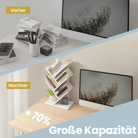 Rootz Bookcase - 5-Tier Standing Shelf - Tree Shape - Space-Saving Corner Unit - Wooden Chipboard - 17.2cm x 30cm x 51cm