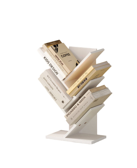 Rootz Bookcase - 5-Tier Standing Shelf - Tree Shape - Space-Saving Corner Unit - Wooden Chipboard - 17.2cm x 30cm x 51cm