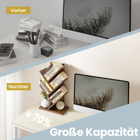 Rootz 5 Level Tree Shape Bookcase - Corner Shelf - Space-Saving Standing Shelf - Maximizes Storage - 17.2cm x 30cm x 51cm