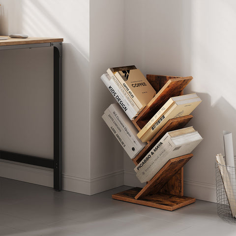 Rootz 5 Level Tree Shape Bookcase - Corner Shelf - Space-Saving Standing Shelf - Maximizes Storage - 17.2cm x 30cm x 51cm