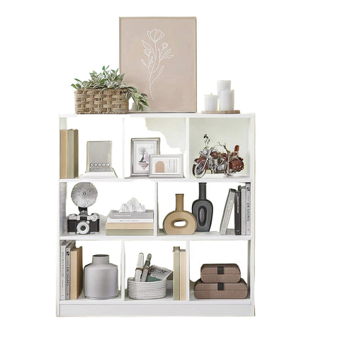 Rootz White Bookshelf - Storage Unit - Shelving System - High Resilience - 97.5cm x 100cm x 30cm