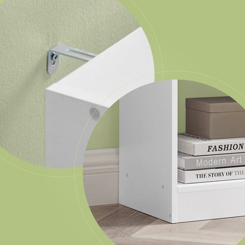 Rootz White Bookshelf - Storage Unit - Shelving System - High Resilience - 97.5cm x 100cm x 30cm