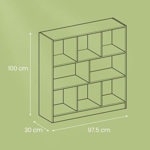 Rootz White Bookshelf - Storage Unit - Shelving System - High Resilience - 97.5cm x 100cm x 30cm