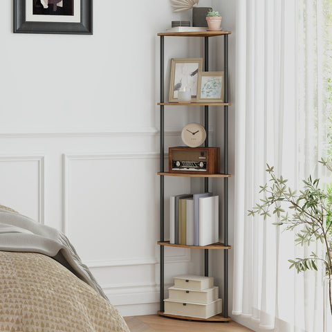 Rootz 5 Level Corner Shelf - Standing Shelf - Storage Shelf - Super-Fast Assembly - 38.3 x 27 x 139 cm