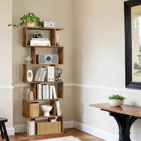 Rootz 6-Tier Bookshelves - Bookcase - Room Divider - Maximizes Storage - 70cm x 24cm x 190.5cm