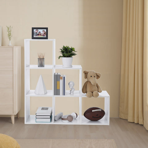 Rootz 6-Cube Staircase Bookcase - Shelf Open - Unique Step Shelf - Functional Design - 97.5cm x 97.5cm x 29cm