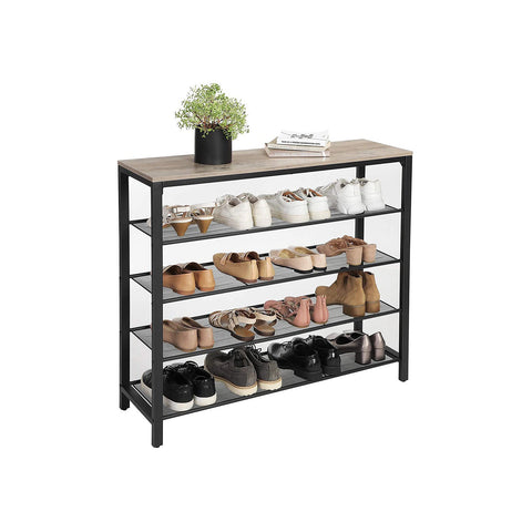 Rootz Shoe Rack - Footwear Organizer - Storage Shelf - Durable Wood & Steel - 100cm x 30cm x 92.5cm