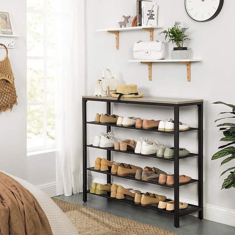 Rootz Shoe Rack - Footwear Organizer - Storage Shelf - Durable Wood & Steel - 100cm x 30cm x 92.5cm