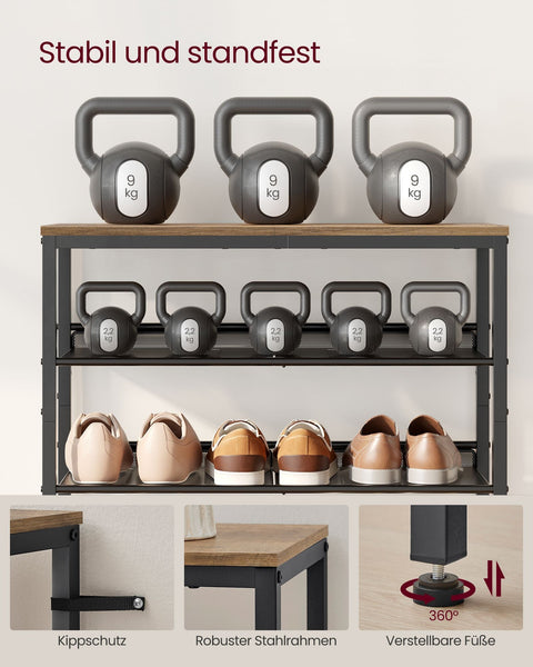 Rootz 5 Level Shoe Rack - Shoe Organizer - Footwear Storage - Adjustable Shelves - 30cm x 75cm x 93cm