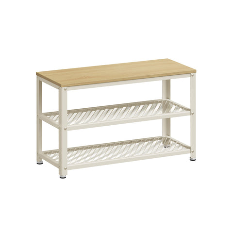 Rootz Schoenenbankorganizer - Opbergrek voor inkom - Spaanplaatstaal - Eiken Beige Klassiek Wit - 30 cm x 73 cm x 45 cm - Max. belasting 90 kg - Eenvoudige montage