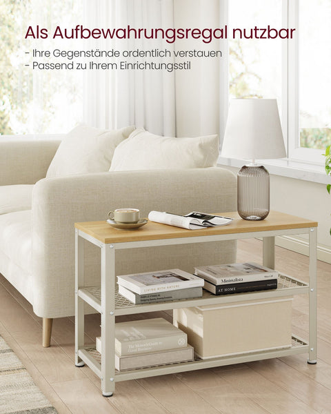 Rootz Schoenenbankorganizer - Opbergrek voor inkom - Spaanplaatstaal - Eiken Beige Klassiek Wit - 30 cm x 73 cm x 45 cm - Max. belasting 90 kg - Eenvoudige montage