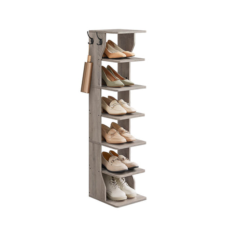 Rootz 7 Level Narrow Shoe Shelf - Shoe Storage Unit - Brown Shoe Rack - Space-Saving Design - 30 x 26.4 x 110.4 cm